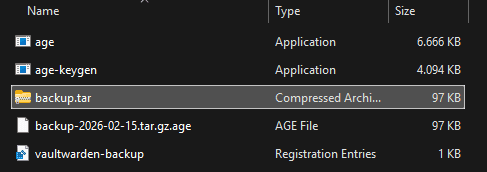Vaultwarden Documents Age.tar